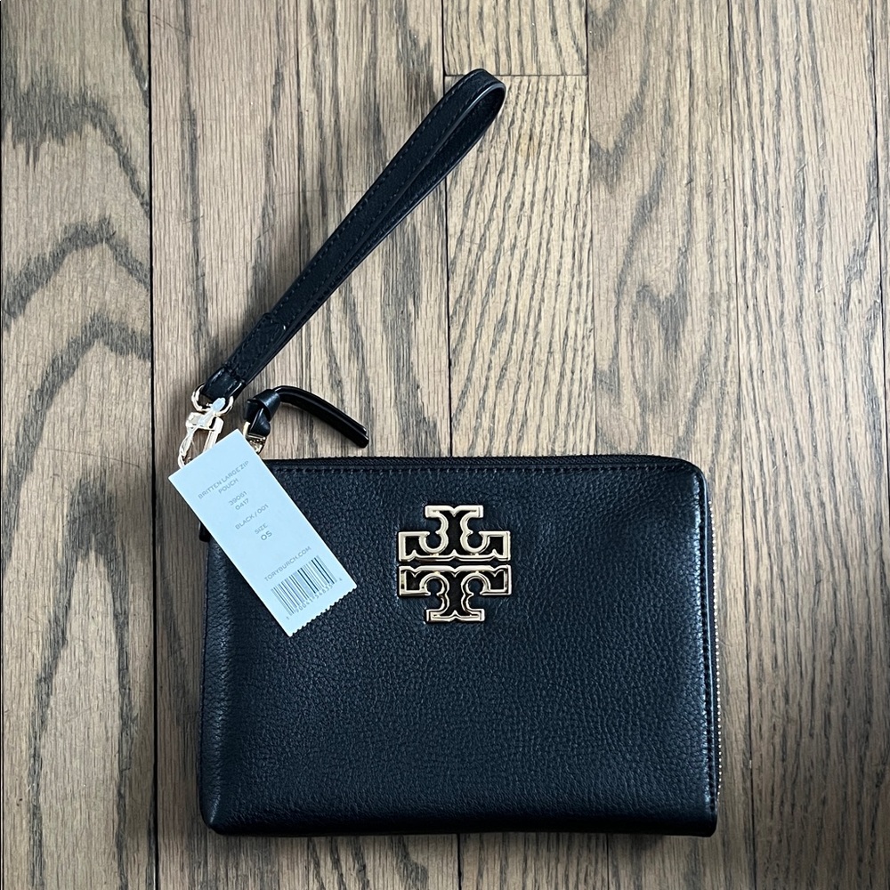Tory Burch Black Leather Wristlet